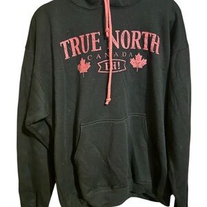 TIpsy true north Canada grey black pink pull over hoodie sweatshirt Xl ladies